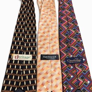 (3) Luxury Designer Tie Set | Etienne Aigner • Van Heusen • Oscar de la Renta